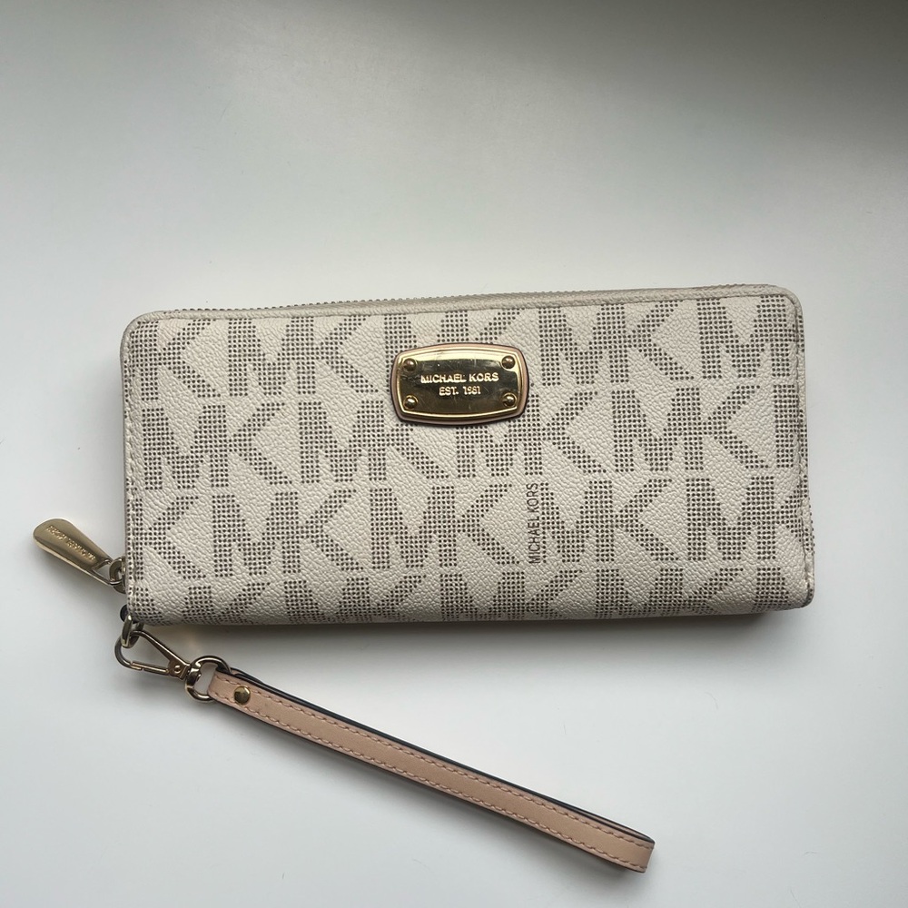 Michael Kors Cream Monogram Wristlet